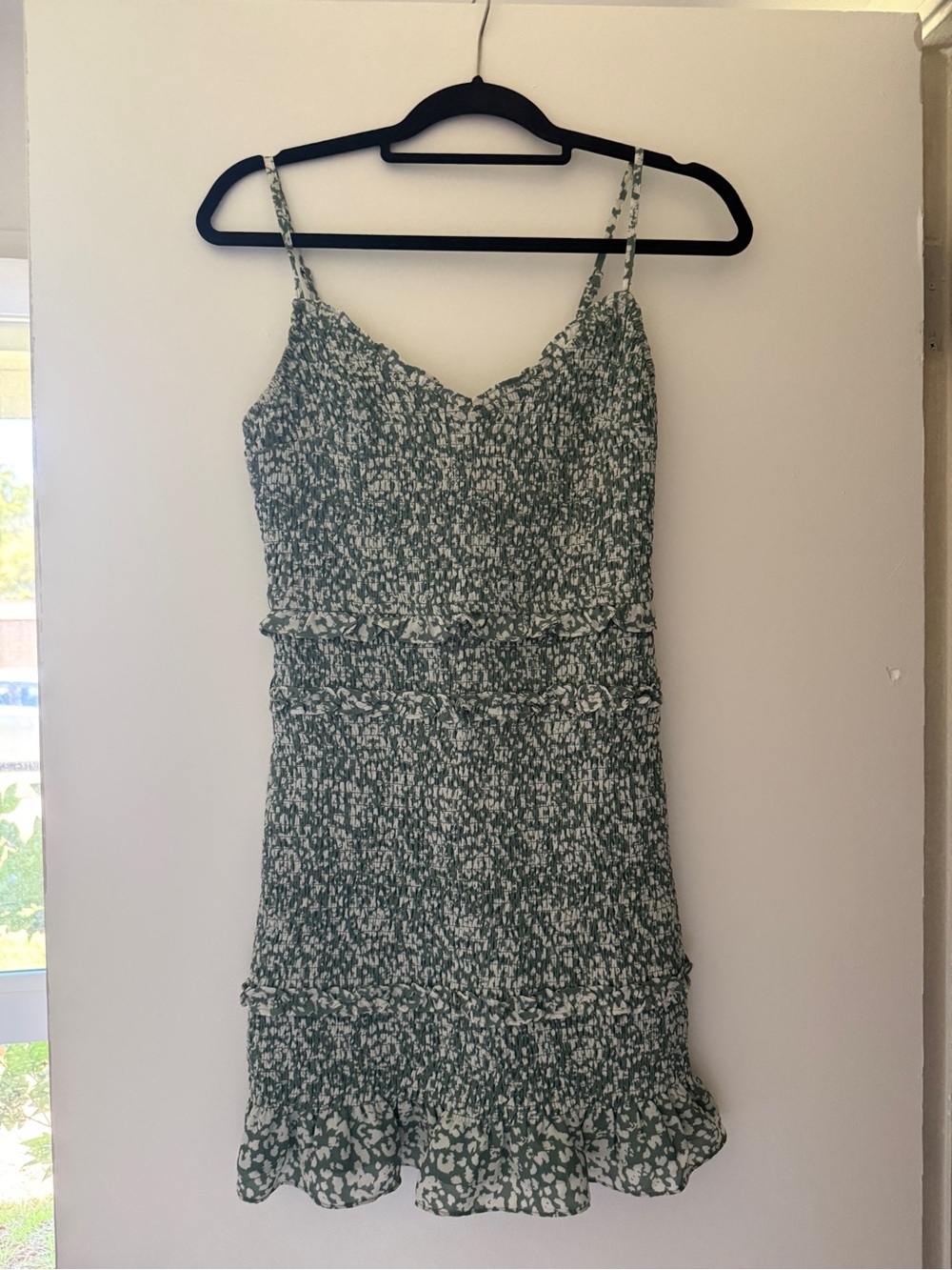 Green Floral Smocked Cami Dress